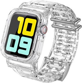 img 4 attached to Прозрачный ремешок для Apple Watch 44 мм/42 мм от AHASTYLE: прочный чехол, кристально прозрачный ремешок для серии Apple Watch SE 6 5 4 3 2 1.