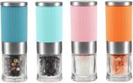 vevok chef mini salt and pepper grinder 4pcs: portable glass shakers for 🧂 salt and spices – ceramic tiny pepper mill for travel, camping, office, lunch box logo