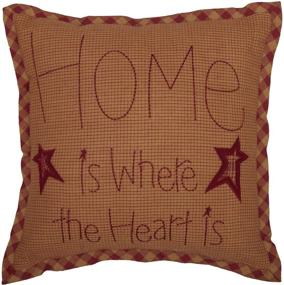 img 4 attached to VHC Brands Ninepatch Star Primitive Bedding Embroidered Cotton Home 🌟 Text Square Pillow, Burgundy Red - 1 Count (Pack of 1)