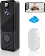 🔔 1080p wireless doorbell camera with chime, pir motion detection, two-way audio, night vision, free cloud storage, 166°wide angle, ip65 weatherproof, rechargeable batteries logo