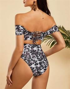 img 1 attached to Ashuai Women's Leopard Print Off Shoulder One Piece Swimsuits with Sexy Tummy Control, Tie Knot Front Crop, High Cut, and Cutout Design - Trendy Bathing Suits