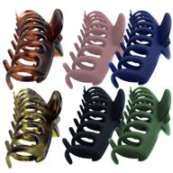 dongmin hair clips for women - set of 6 matte frosted plastic claws, powerful clamping force, perfect for thick hair - female claw clips and segmented claw hair clips for girls logo