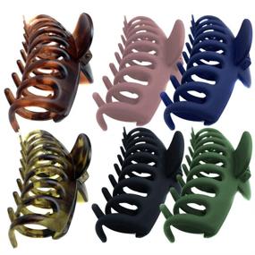 img 4 attached to DONGMIN Hair Clips for Women - Set of 6 Matte Frosted Plastic Claws, Powerful Clamping Force, Perfect for Thick Hair - Female Claw Clips and Segmented Claw Hair Clips for Girls