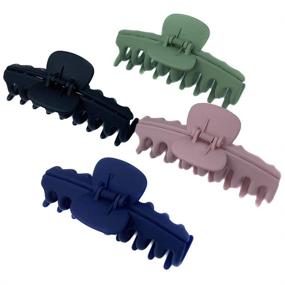 img 1 attached to DONGMIN Hair Clips for Women - Set of 6 Matte Frosted Plastic Claws, Powerful Clamping Force, Perfect for Thick Hair - Female Claw Clips and Segmented Claw Hair Clips for Girls