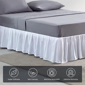 img 2 attached to 🛏️ SLEEP ZONE Ruffled Bed Skirt: Premium 120gsm Thick Double Brushed Microfiber Dust Ruffle Wrap Around 15 inch Talored Drop, Shrink and Fade Resistant - White, Full
