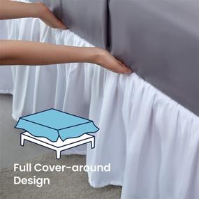 img 3 attached to 🛏️ SLEEP ZONE Ruffled Bed Skirt: Premium 120gsm Thick Double Brushed Microfiber Dust Ruffle Wrap Around 15 inch Talored Drop, Shrink and Fade Resistant - White, Full