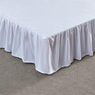 🛏️ sleep zone ruffled bed skirt: premium 120gsm thick double brushed microfiber dust ruffle wrap around 15 inch talored drop, shrink and fade resistant - white, full logo