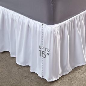 img 1 attached to 🛏️ SLEEP ZONE Ruffled Bed Skirt: Premium 120gsm Thick Double Brushed Microfiber Dust Ruffle Wrap Around 15 inch Talored Drop, Shrink and Fade Resistant - White, Full