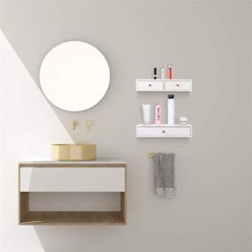 img 2 attached to Emfogo Floating Shelf with Drawer: Small Rustic Wood Wall Shelves for Stylish Storage and Display - Multiuse Shelf Pack of 2