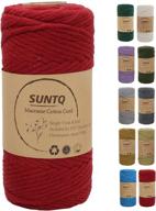 suntq 4mm x 328ft single strand macrame cord: handmade decorations, natural cotton bohemia diy wall hanging, plant hanger, craft making, knitting cord rope - wine red color logo