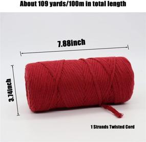 img 3 attached to SUNTQ 4mm x 328ft Single Strand Macrame Cord: Handmade Decorations, Natural Cotton Bohemia DIY Wall Hanging, Plant Hanger, Craft Making, Knitting Cord Rope - Wine Red Color