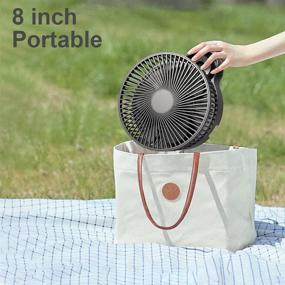 img 2 attached to 🔋 Portable and Foldable Battery Operated Fan: Rechargeable Oscillating Fan with 10000mAh, Adjustable Height and 8 inch Desk/Table Option