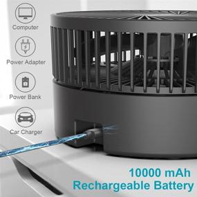 img 3 attached to 🔋 Portable and Foldable Battery Operated Fan: Rechargeable Oscillating Fan with 10000mAh, Adjustable Height and 8 inch Desk/Table Option