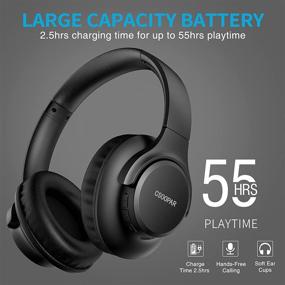 img 2 attached to 🎧 CSOOPAR Bluetooth Headphones Over Ear: 55Hrs Playtime, Hi-Fi Stereo Deep Bass, Wireless 5.0/Wired, Soft Earmuffs &amp; Light Weight, Mic-TV, Online Class, Home Office, Gym, Travel
