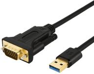 💻 usb 3.0 to vga cable 6 feet, cablecreation usb to vga adapter cord - high-resolution 1080p @ 60hz, windows 10/8.1/8/7 compatible, external video card - black logo