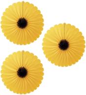 🌻 vibrant 3-piece sunflower theme decorations: 24 inch tissue paper fans for classroom, baby shower, wedding, birthday, and more! logo