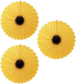img 4 attached to 🌻 Vibrant 3-Piece Sunflower Theme Decorations: 24 inch Tissue Paper Fans for Classroom, Baby Shower, Wedding, Birthday, and More!