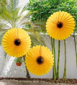 img 3 attached to 🌻 Vibrant 3-Piece Sunflower Theme Decorations: 24 inch Tissue Paper Fans for Classroom, Baby Shower, Wedding, Birthday, and More!