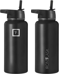 img 2 attached to 🥤 Iron Flask 32 Oz Sports Water Bottle - Leak Proof, Vacuum Insulated Stainless Steel, Includes 3 Lids (Straw Lid), Double Walled Thermo Mug, Metal Canteen