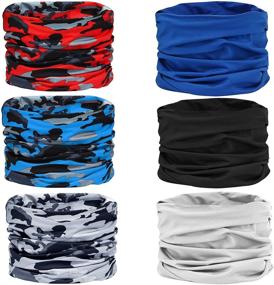 img 2 attached to 🤽 6-Pack Mukum Sun UV Protection Face Mask Cooling Neck Gaiter Windproof Scarf Dust Breathable Bandana for Sports and Outdoor Activities