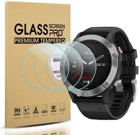 img 4 attached to Suoman 3-Pack Garmin Fenix 6 Tempered Glass Screen Protector - Anti-Scratch Shield for Fenix 6/6 Pro/Sapphire/Solar (Not for Fenix 6S/6X)