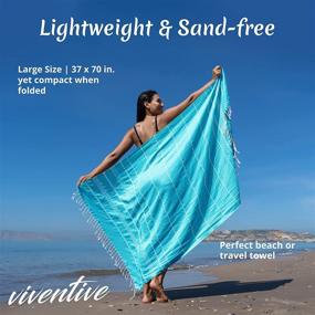 img 3 attached to 🏖️ Premium Turkish Beach Towel 37 x 70 Inches - 100% Cotton - Soft, Quick-Dry & Oversized - Aqua Turquoise for Beach, Bathroom, Travel, Gym