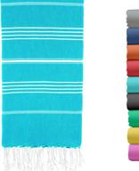 🏖️ premium turkish beach towel 37 x 70 inches - 100% cotton - soft, quick-dry & oversized - aqua turquoise for beach, bathroom, travel, gym logo