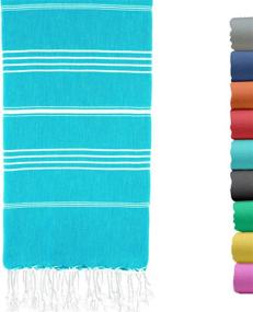 img 4 attached to 🏖️ Premium Turkish Beach Towel 37 x 70 Inches - 100% Cotton - Soft, Quick-Dry & Oversized - Aqua Turquoise for Beach, Bathroom, Travel, Gym