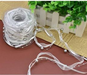 img 2 attached to 💎 Silver 10M Artificial Bead Pearl Ribbon: Perfect for Wedding Flower & Christmas Tree Decorations, Sewing Crafts, and Packaging