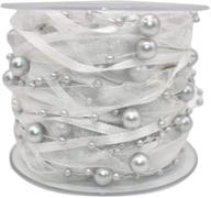 💎 silver 10m artificial bead pearl ribbon: perfect for wedding flower & christmas tree decorations, sewing crafts, and packaging logo