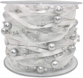 img 4 attached to 💎 Silver 10M Artificial Bead Pearl Ribbon: Perfect for Wedding Flower & Christmas Tree Decorations, Sewing Crafts, and Packaging