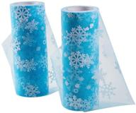 benecreat 20 yards light sky blue snowflake tulle roll - ideal for decoration, crafts, wedding ribbon, and bows logo