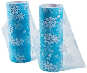 img 4 attached to BENECREAT 20 Yards Light Sky Blue Snowflake Tulle Roll - Ideal for Decoration, Crafts, Wedding Ribbon, and Bows