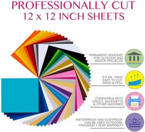 img 3 attached to 🌈 Tinzonc Permanent Adhesive Backed Vinyl 58 Sheets (12"x12") - Assorted Colors Self Craft Adhesive Vinyl Paper for Cutters - Sticker Vinyl Bundle (58 Sheets)