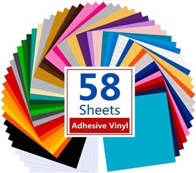img 4 attached to 🌈 Tinzonc Permanent Adhesive Backed Vinyl 58 Sheets (12"x12") - Assorted Colors Self Craft Adhesive Vinyl Paper for Cutters - Sticker Vinyl Bundle (58 Sheets)