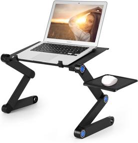 img 3 attached to 🖥️ Adjustable Laptop Table - Portable Laptop Desk with Cooling Fans and Mouse Pad - Ideal for Bed, Couch, Sofa, Office - Improved Version