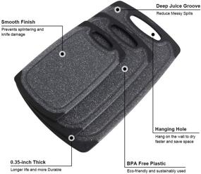 img 3 attached to Haomacro Plastic Cutting Board Set - BPA Free Kitchen Chopping Boards with Juice Grooves - Dishwasher Safe and Easy to Clean - Set of 3 Black Boards with Easy Grip Handle