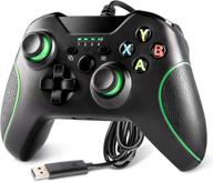 yccteam wired controller for xbox one - dual vibration, headset jack, trigger buttons - black logo