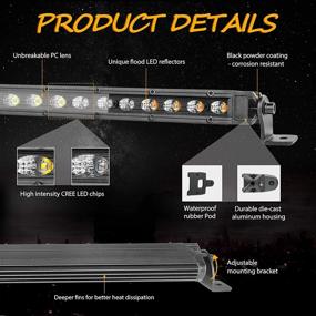 img 2 attached to 🚦 Niwaker Chase Light Bar: 20-дюймовая задняя светодиодная стробоскопическая панель со светодиодной полосой сигнала поворота и торможения для UTV ATV Polaris RZR 4x4 Truck Jeep Off Road - красный янтарный белый.