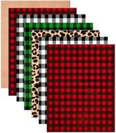 🐃 atooge htv vinyl buffalo plaid htv - 7 sheets 12''×10'': black green buffalo plaid heat transfer vinyl with assorted colors buffalo check vinyl & leopard print for t-shirts logo