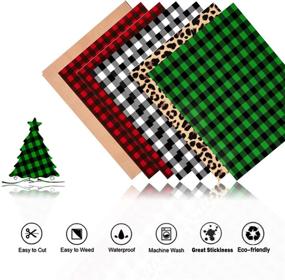 img 3 attached to 🐃 Atooge HTV Vinyl Buffalo Plaid HTV - 7 Sheets 12''×10'': Black Green Buffalo Plaid Heat Transfer Vinyl with Assorted Colors Buffalo Check Vinyl & Leopard Print for T-Shirts