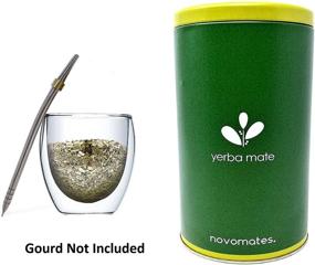 img 2 attached to 🧉 500 г Novomates Контейнер для Yerba Mate с легкой чисткой соломкой - Завершите свой набор Мате с соломкой Bombilla и контейнером для Yerba (Тыква не включена)