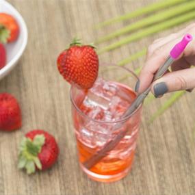 img 2 attached to Strawberri Blush Stainless Steel Straw with Silicone Tip - STRAWBERRI STRAWS Eco-Friendly, Reusable & Collapsible. Includes: Case, Pom-Pom Keychain & Cleaning Brush. (Blush)