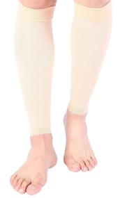 img 4 attached to Doc Miller Calf Compression Sleeve - Firm Support for Sports & Recovery | 15-20 mmHg Graduated Compression | Ideal for Shin Splints & Varicose Veins (Pale Skin, Large)