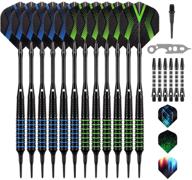 🎯 grebarley soft tip darts set - 12 pcs 18 gram with 50 extra dart tips, 9 flights, 6 shafts, tool kit - ideal for electronic dart board логотип