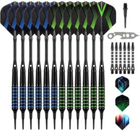 img 4 attached to 🎯 Grebarley Soft Tip Darts Set - 12 Pcs 18 Gram with 50 Extra Dart Tips, 9 Flights, 6 Shafts, Tool Kit - Ideal for Electronic Dart Board