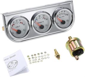 img 2 attached to 🚗 3-in-1 Car Meter Auto Gauge (Voltmeter + Water Temperature + Oil Pressure Gauge), 2-inch Chrome Voltage Gauge Water Temp Gauge Oil Pressure Sensor 12V 52mm Triple Gauge Kit (Fahrenheit White Dial)