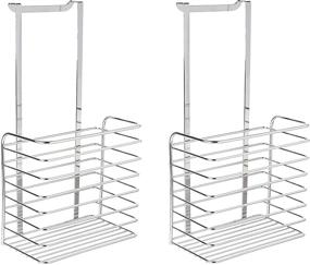 img 4 attached to 🚪 YBM HOME Multipurpose Over The Door Storage Basket Caddy - Organize and Store Kitchen Items, Wine Bottles, Bathroom Essentials, Cleaning Supplies - 2-Pack Chrome 2217