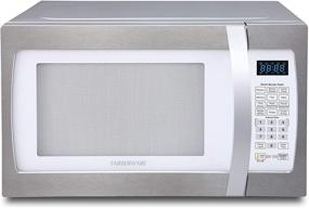 img 4 attached to 🔮 Farberware Professional 1.3 Cu. Ft. 1100-Watt Microwave Oven with Smart Sensor Cooking, ECO Mode and Blue LED Lighting - White and Platinum