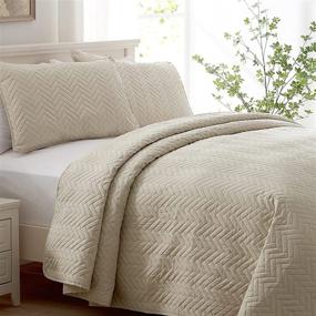 img 4 attached to 🛏️ SEMECH King Size Quilt Set: Soft Beige Bedspread with 1 Quilt and 2 Shams - 118''x106'' - Perfect for King/California King Beds